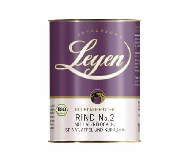 Leyen Bio Nassfutter für Hunde Rind mit Haferfl., Spinat u. Apfel