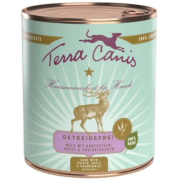 Terra canis Nassfutter für Hunde Getreidefrei Wild – Sparpaket: 6 x 800g