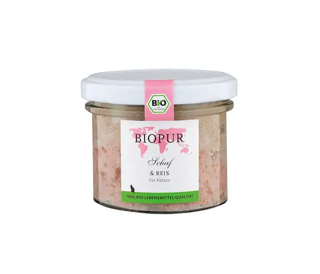 BIOPUR Nassfutter für Katzen Bio Schaf und Reis-Abo – Sparpaket: 12 x 100g, Alle 4 Wochen