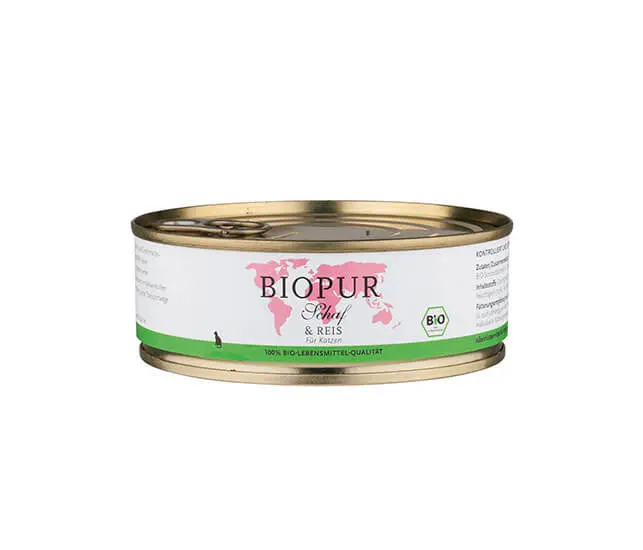 BIOPUR Nassfutter für Katzen Bio Schaf & Reis Glutenfrei 200g