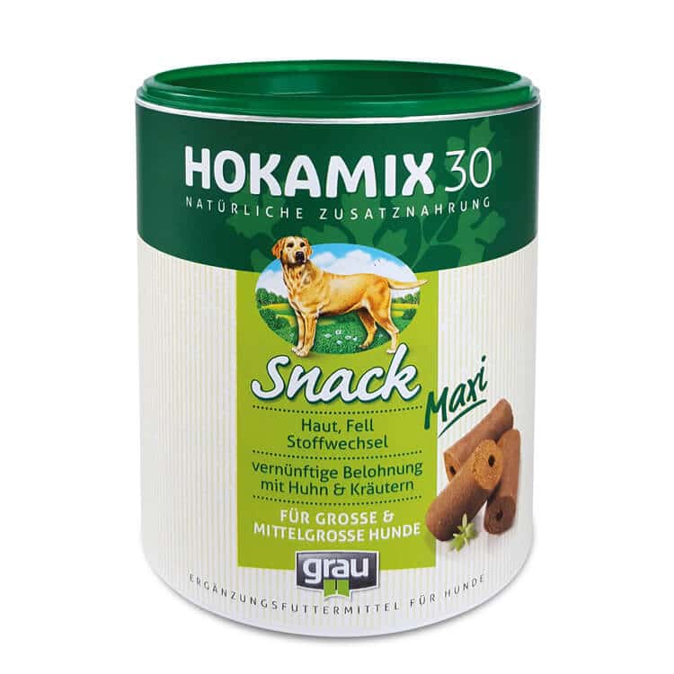 Grau Tiernahrung HOKAMIX30 mit Hühnerfleisch unterstützt den Stoffwechsel als Leckerchen bei großen Hunden - Sparpaket:3x 400g
