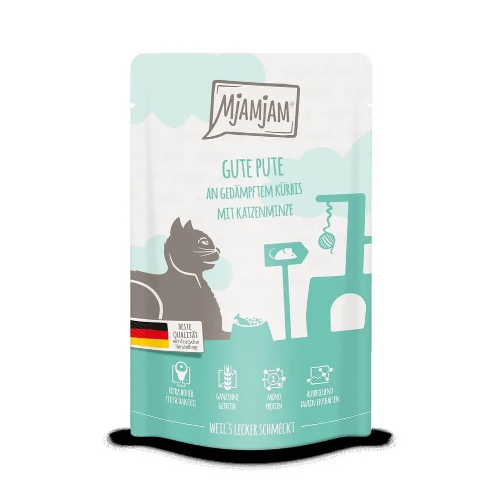 MjAMjAM Katzen Nassfutter Gute Pute an gedämpftem Kürbis – 125g