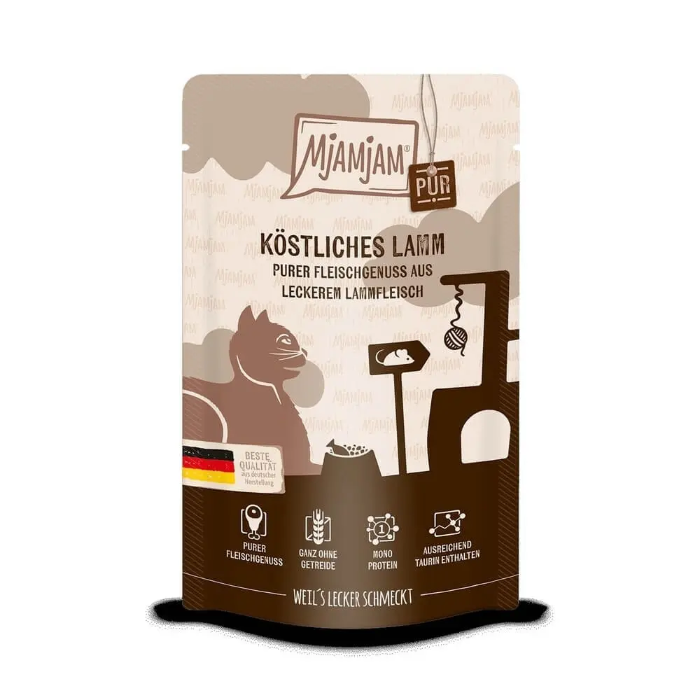 MjAMjAM Katzen Nassfutter purer Fleischgenuss köstliches Lamm pur – 125g