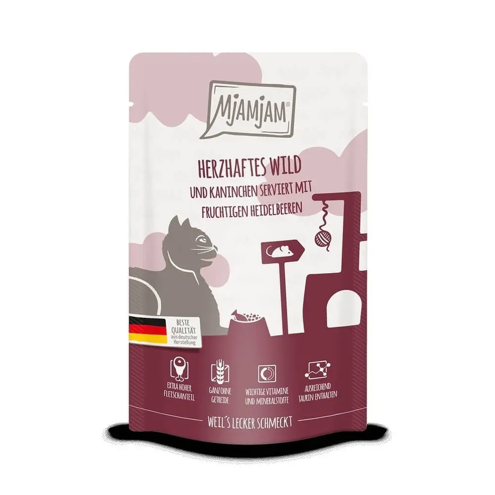 MjAMjAM Katzen Nassfutter herzhaftes Wild und Kaninchen – 400g