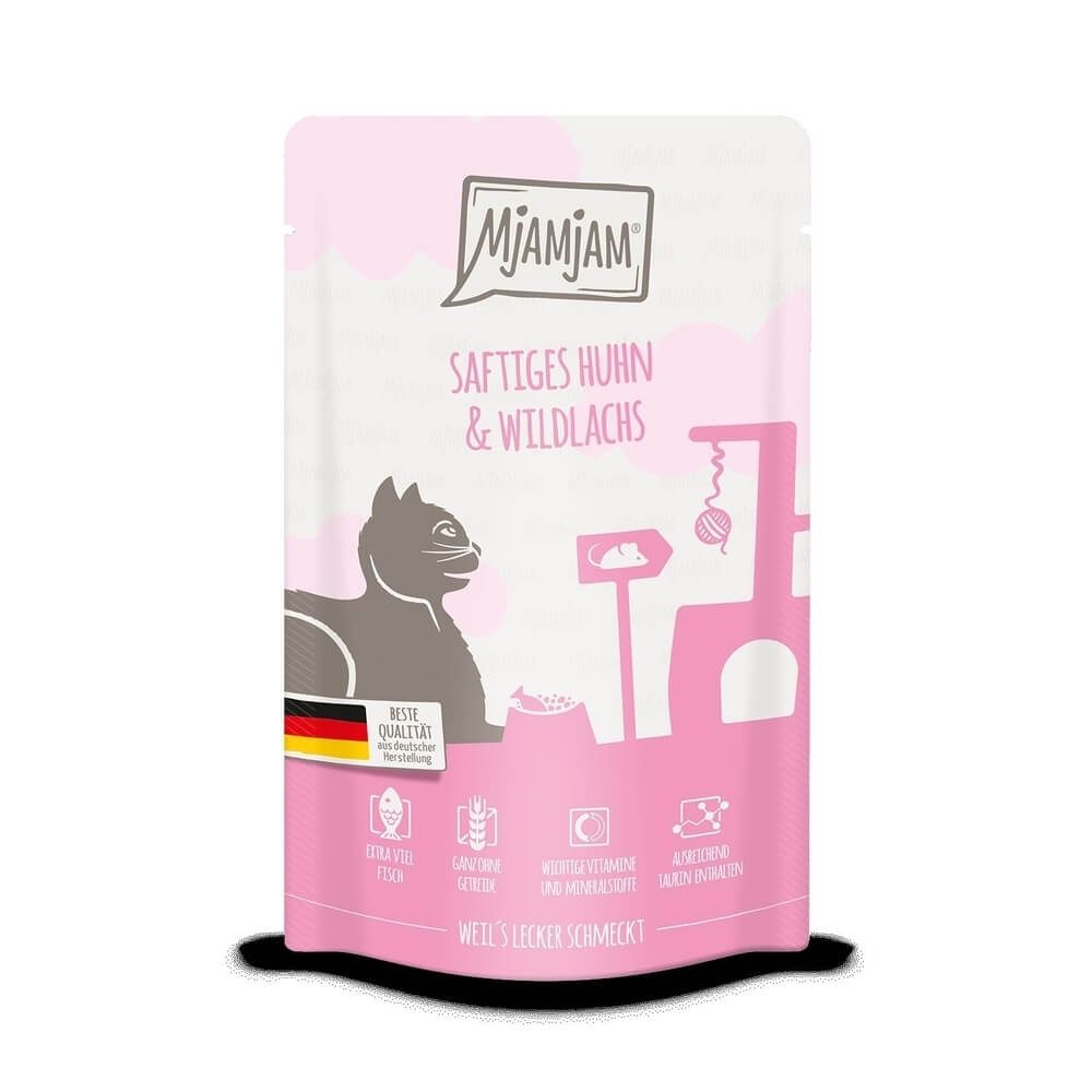 MjAMjAM Katzen Nassfutter saftiges Huhn und Wildlachs – 800g