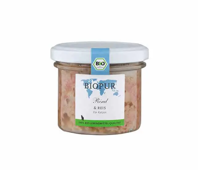 Biopur Rind, Reis Bio-Katzenfutter im GLAS - 100g