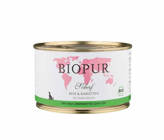 Biopur Nassfutter für Hunde Schaf, Reis Und Karotten Senior