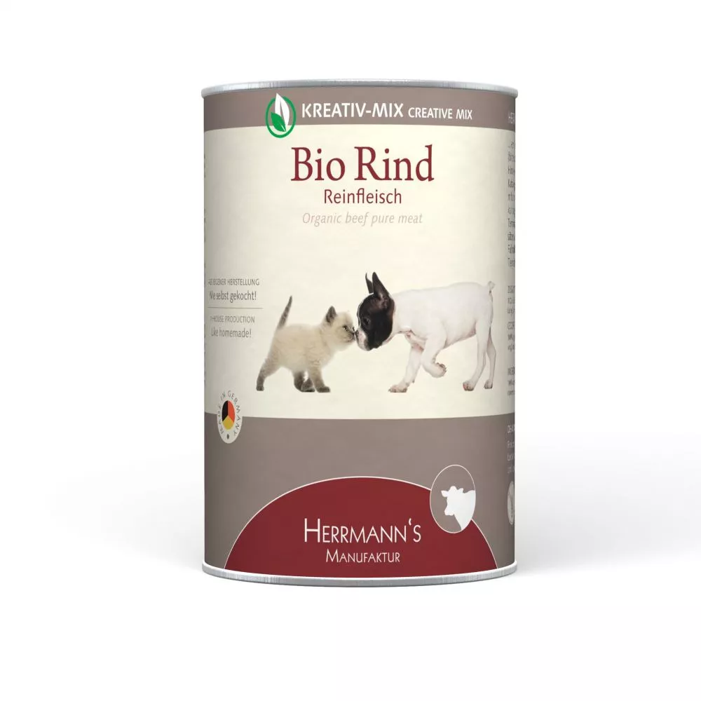 Herrmanns Reinfleisch BIO Nassfutter für Hunde und Katzen Rind – Sparpaket: 6 x 800g