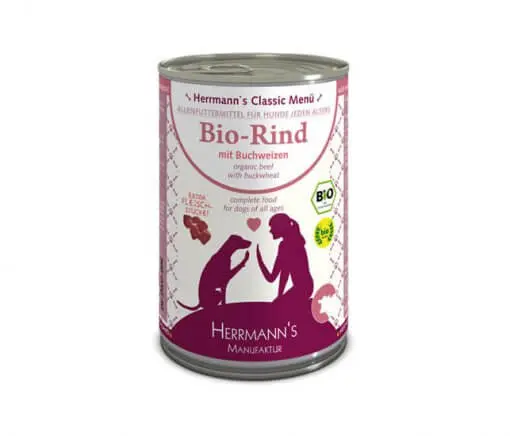 Herrmanns BIO Rind mit Buchweizen Nassfutter für Hunde