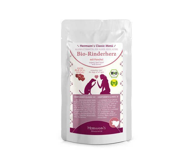 Herrmanns BIO Rinderherz mit Fenchel Nassfutter für Hunde