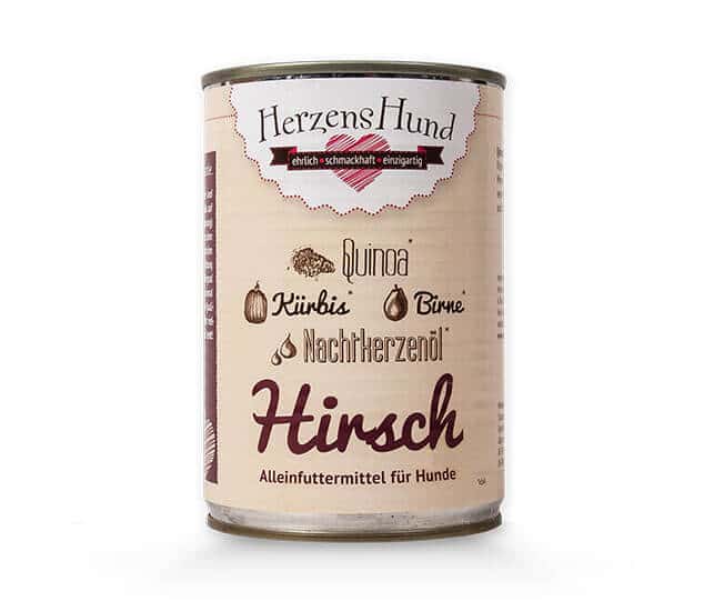 HerzensHund Nassfutter für Hunde Hirsch mit Bio Gemüse