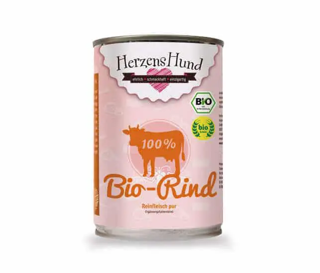 HerzensHund Nassfutter für Hunde BIO Rind Reinfleisch pur – Sparpaket: 12 x 400g