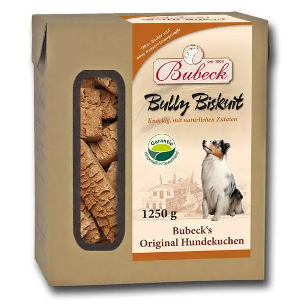 BUBECK Snacks für Hunde HUNDEKUCHEN Die klassische Bully Biskuit - 1250g