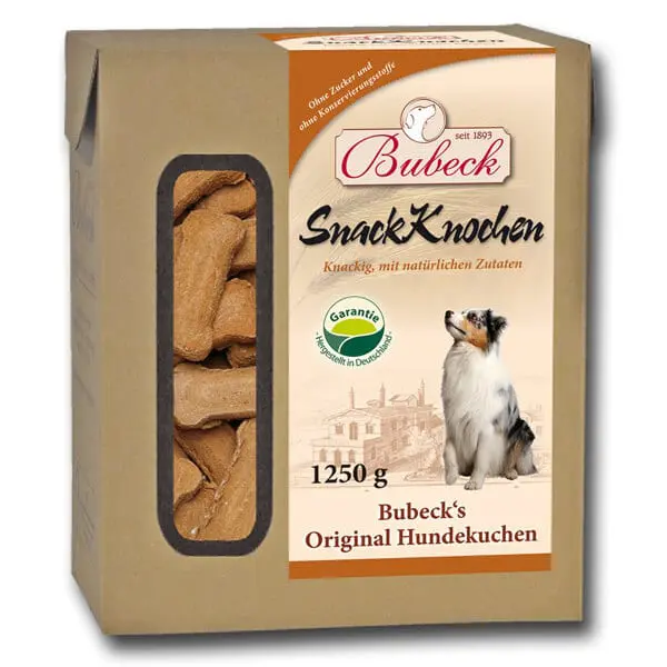 BUBECK Snacks für Hunde HUNDEKUCHEN Die klassische Snack Knochen - 1250g
