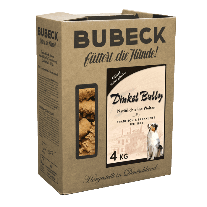 BUBECK Snacks für Hunde HUNDEKUCHEN Ohne Weizen Dinkel Bully-Biskuit - 4kg