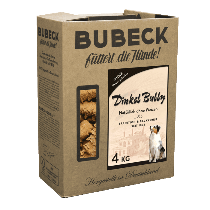 BUBECK Snacks für Hunde HUNDEKUCHEN Ohne Weizen Dinkel Bully-Biskuit – 10kg