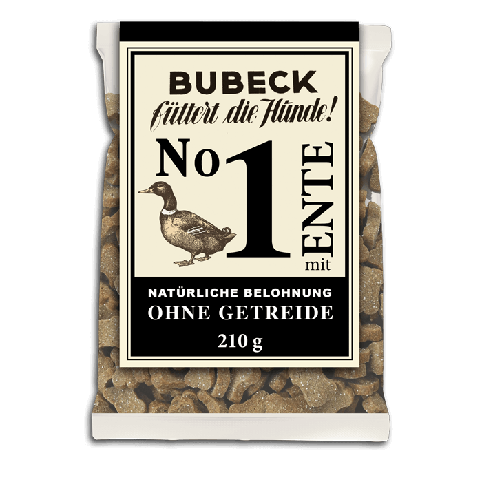 BUBECK Snacks für Hunde No. 1 mit Ente - getreidefrei- Hundekuchen 210g