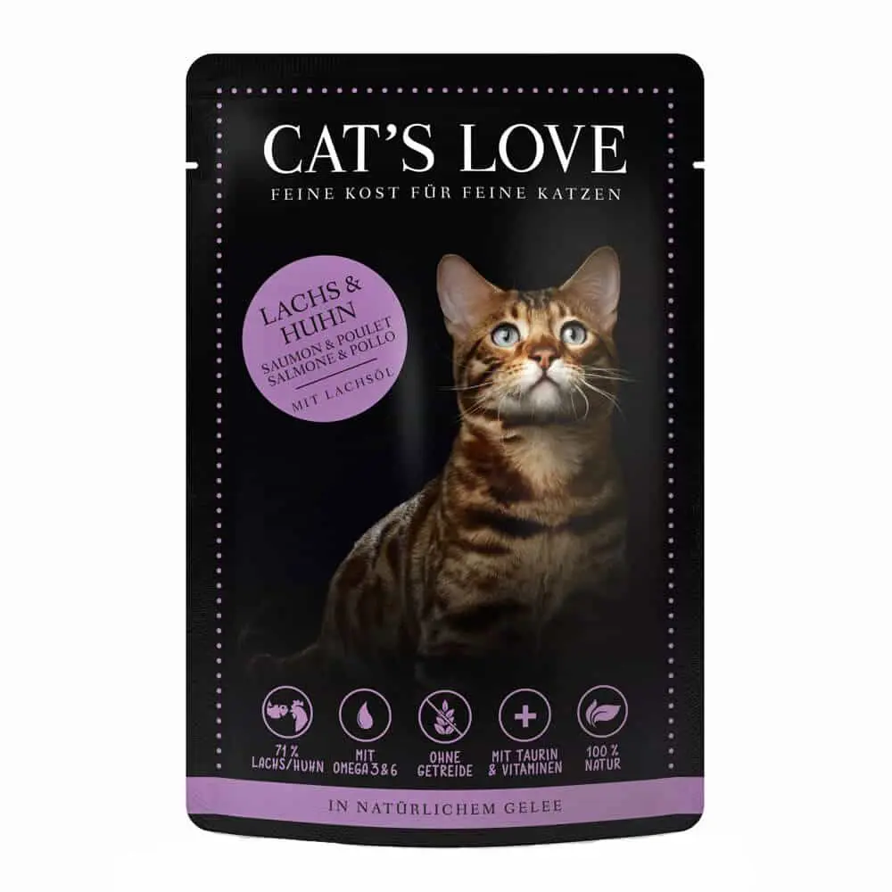 Cat’s Love – Katzen Nassfutter – Mix Lachs und Huhn mit Petersilie und Lachsöl (getreidefrei) – 200g