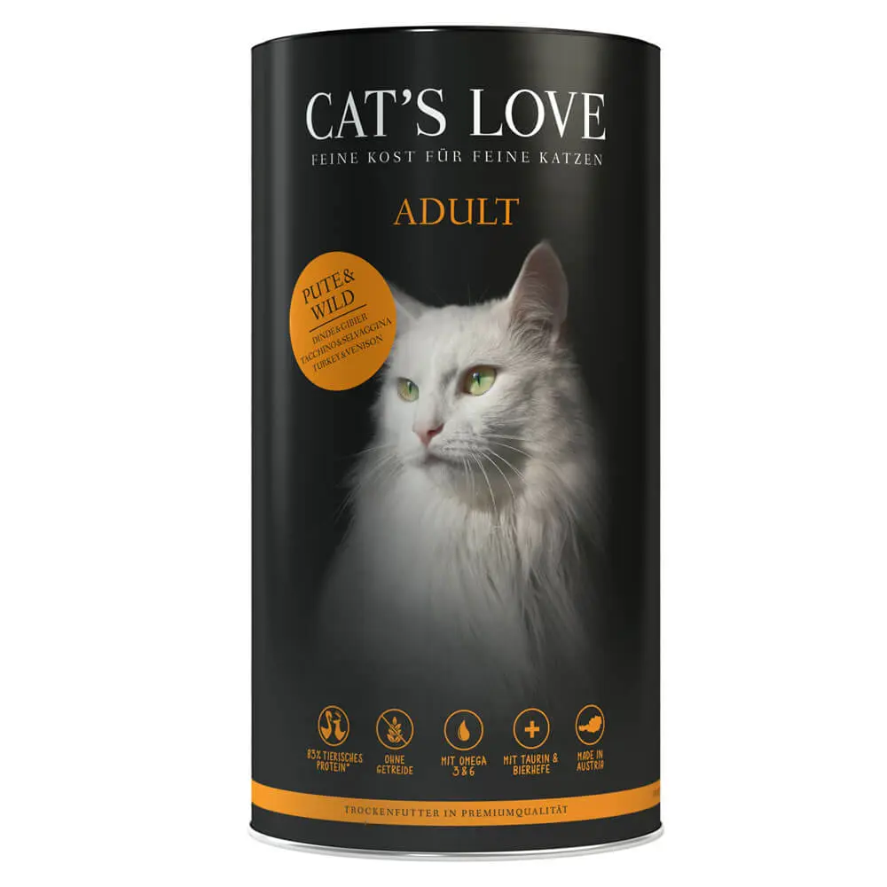 Cat’s Love – Katzen Trockenfutter – Adult Pute und Wild (getreidefrei) – Sparpaket: 12 x 400g