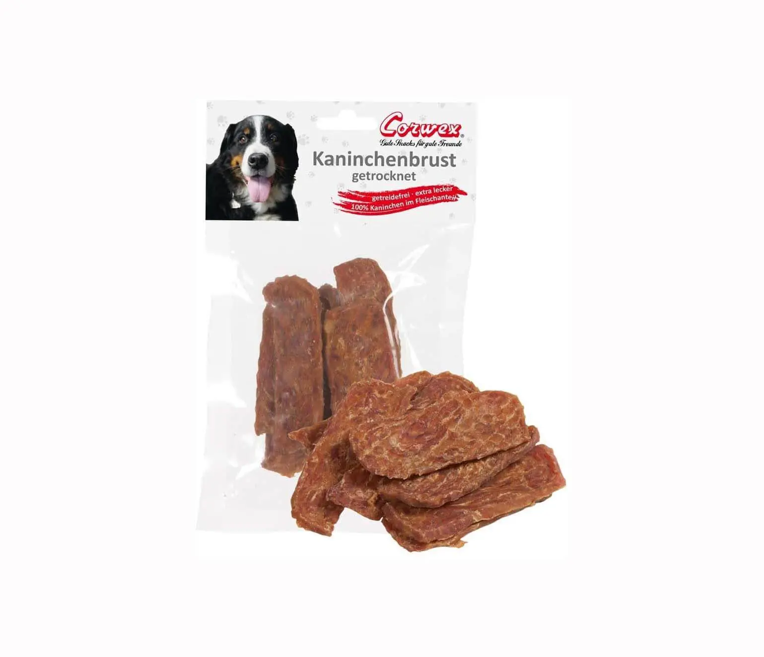 Produktbild von Corwex Kaninchenbruststreifen getrocknet Hundesnack - 12 x 70 g