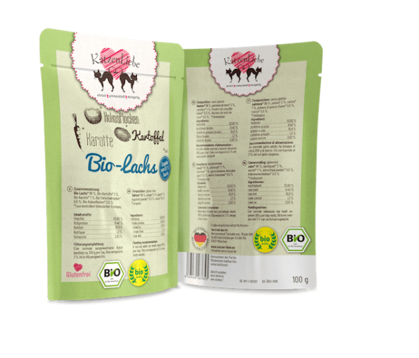 KatzenLiebe Bio Lachs mit Kartoffel Nassfutter für Katzen