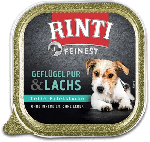 Rinti Feinest Nassfutter für Hunde Geflügel Pur + Lachs 150g