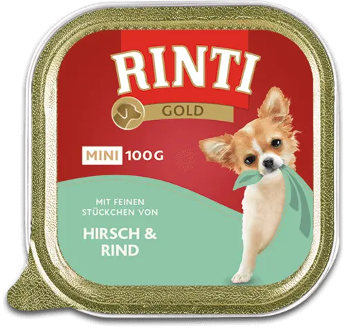 Rinti Gold MINI Schale Hirsch & Rind Nassfutter für Hunde 100g