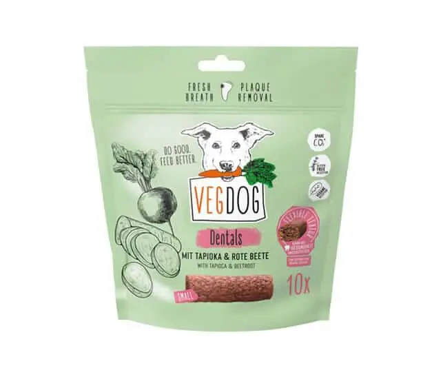 Vegdog Vegane Hundesnacks DENTALS mit Tapioka und Rote Beete