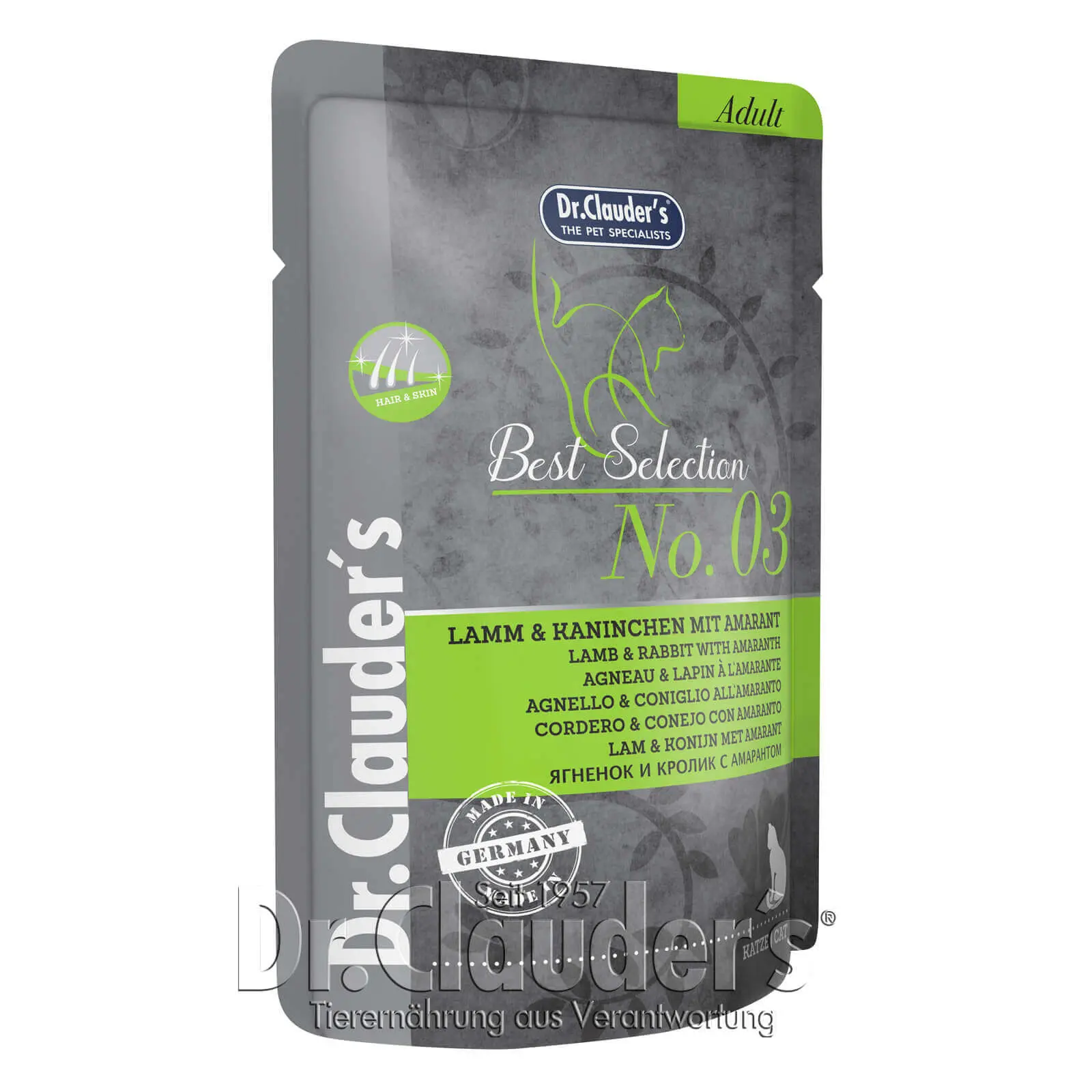 Dr Clauder Nassfutter für Katzen Best Selection No 3 Lamm & Kaninchen mit Amarant