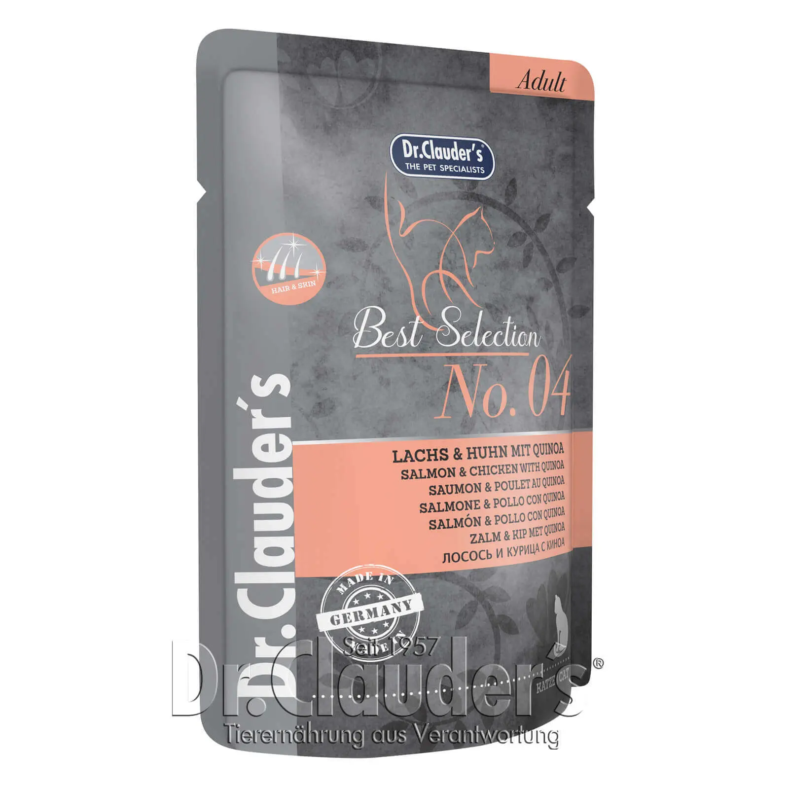 Dr Clauder Nassfutter für Katzen Best Selection No 4 Lachs & Huhn mit Quinoa