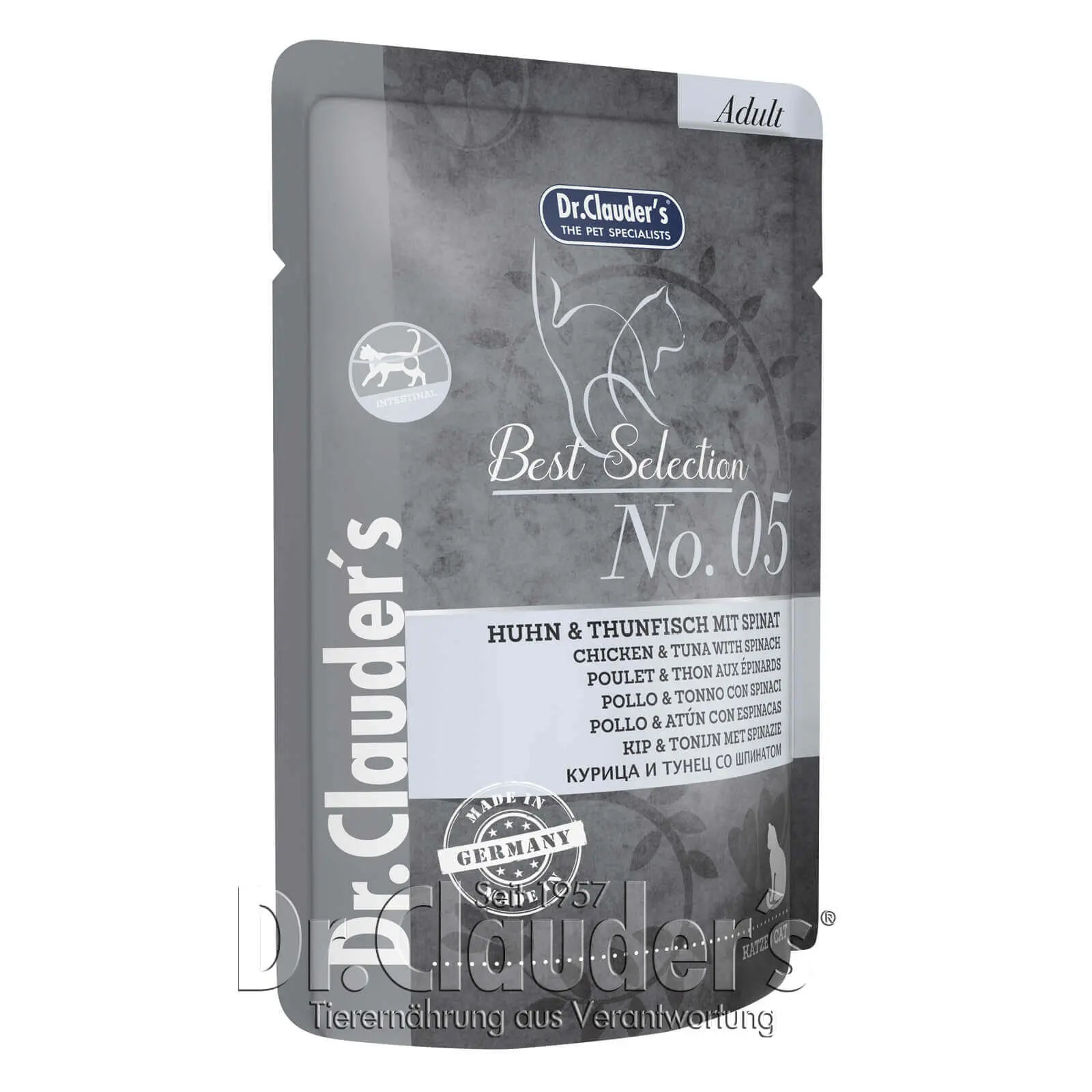 Dr Clauder Nassfutter für Katzen Best Selection No 5 Huhn & Thunfisch mit Spinat