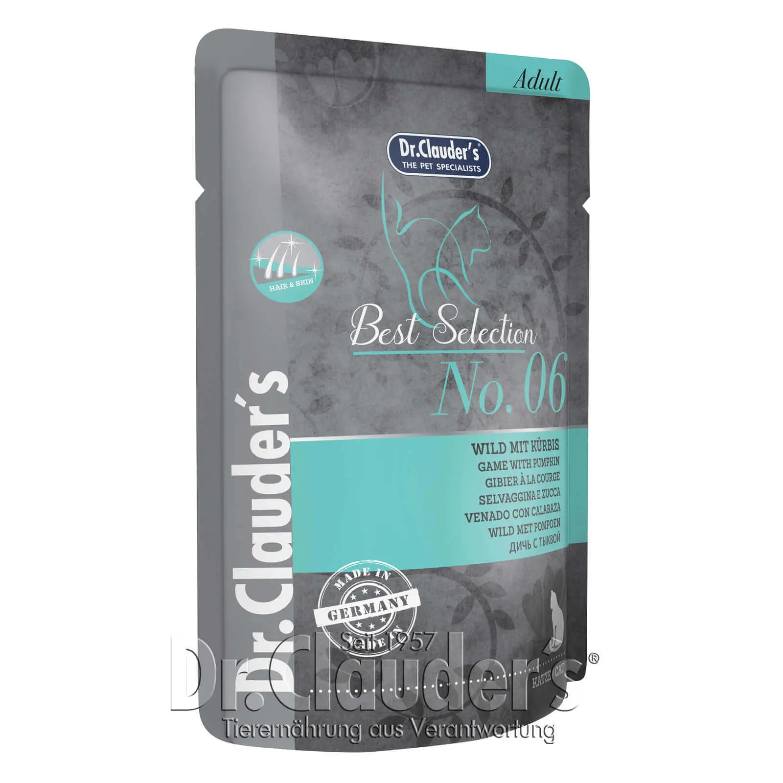 Dr Clauder Nassfutter für Katzen Best Selection No 6 Wild mit Kürbis 85g – 85g