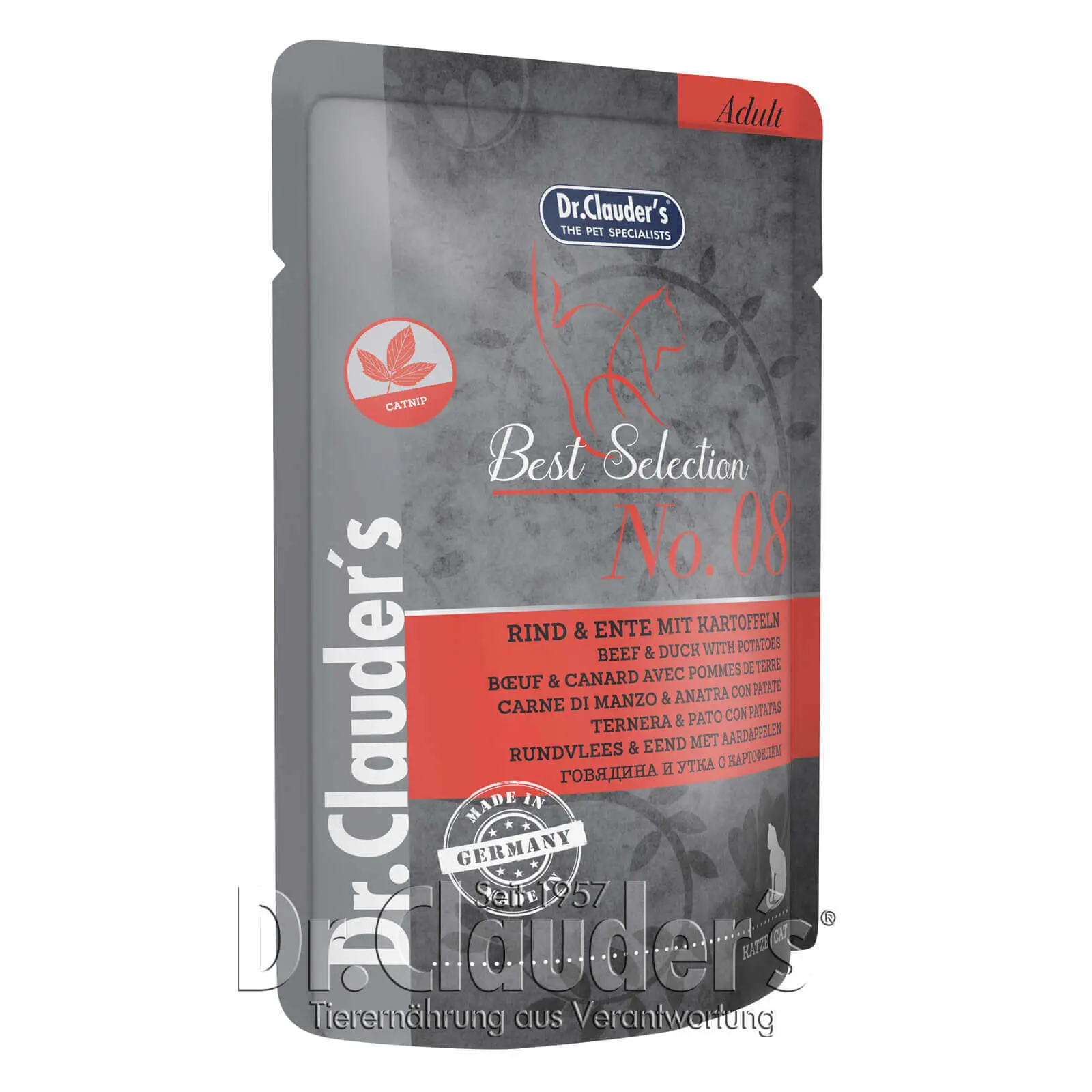 Dr Clauder Nassfutter für Katzen Best Selection No 8 Rind & Ente mit Kartoffeln