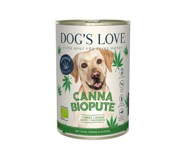 Dog`s Love Bio Canna Nassfutter für Hunde Pute mit Hanf – 400g