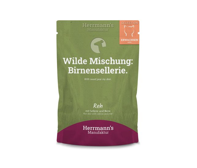 Herrmanns BIO Nassfutter für Katzen Reh mit Bio-Sellerie und Bio-Birne 100g