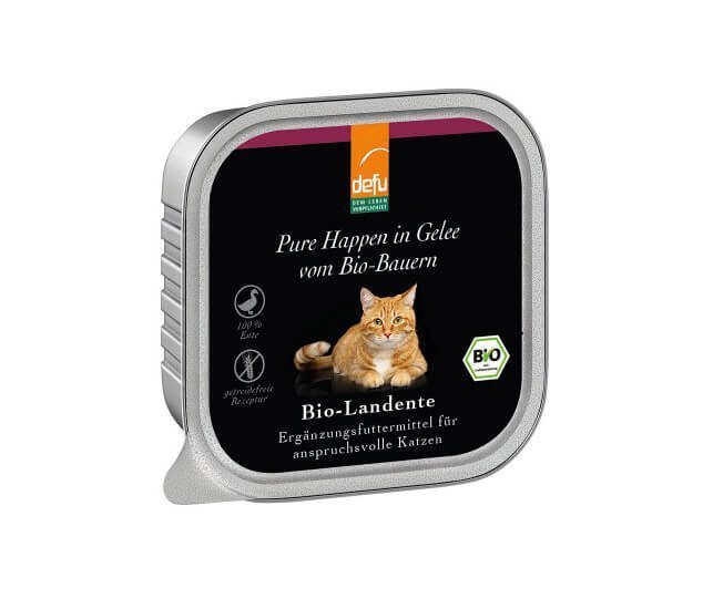 Defu Nassfutter für Katzen BIO Landente-Pure Happen in Gelee 100g