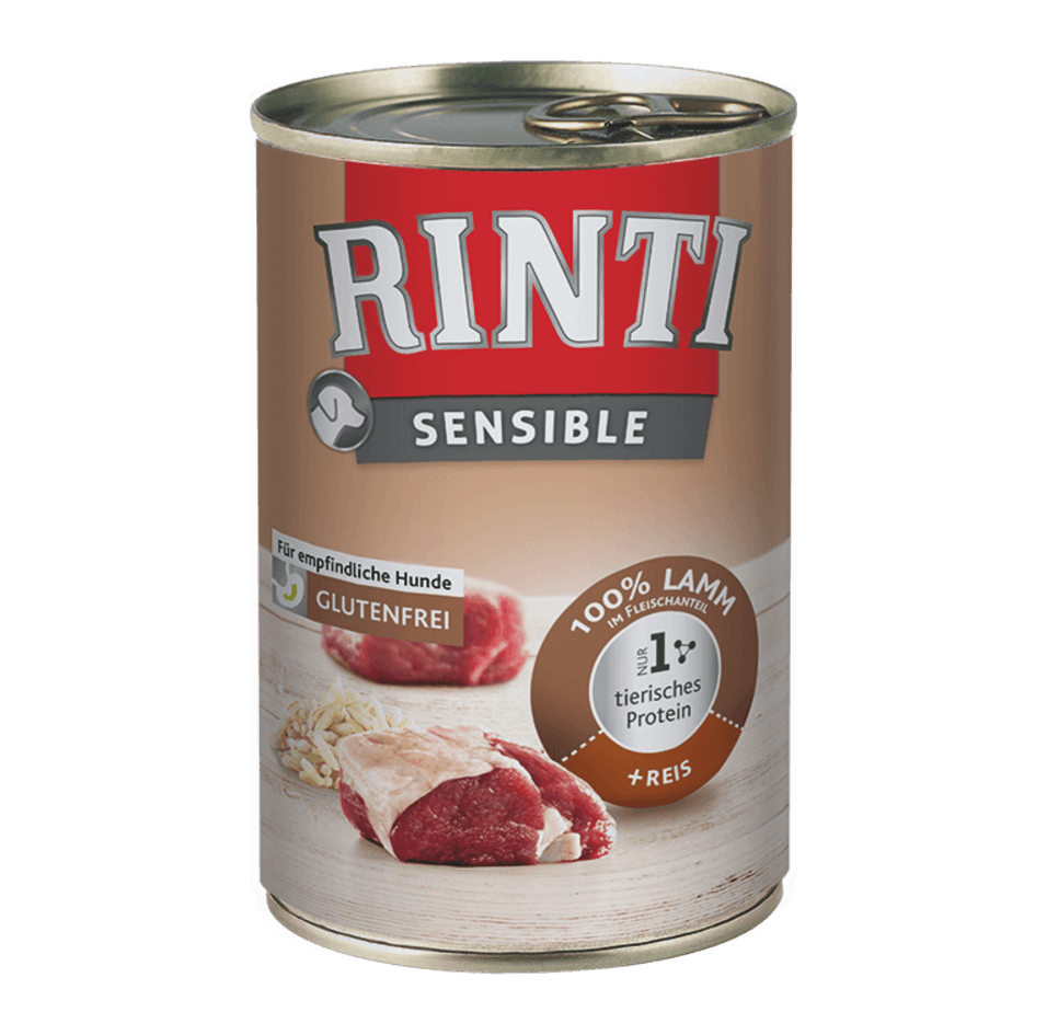 Rinti Sensible Nassfutter für Hunde - Lamm + Reis - 185g