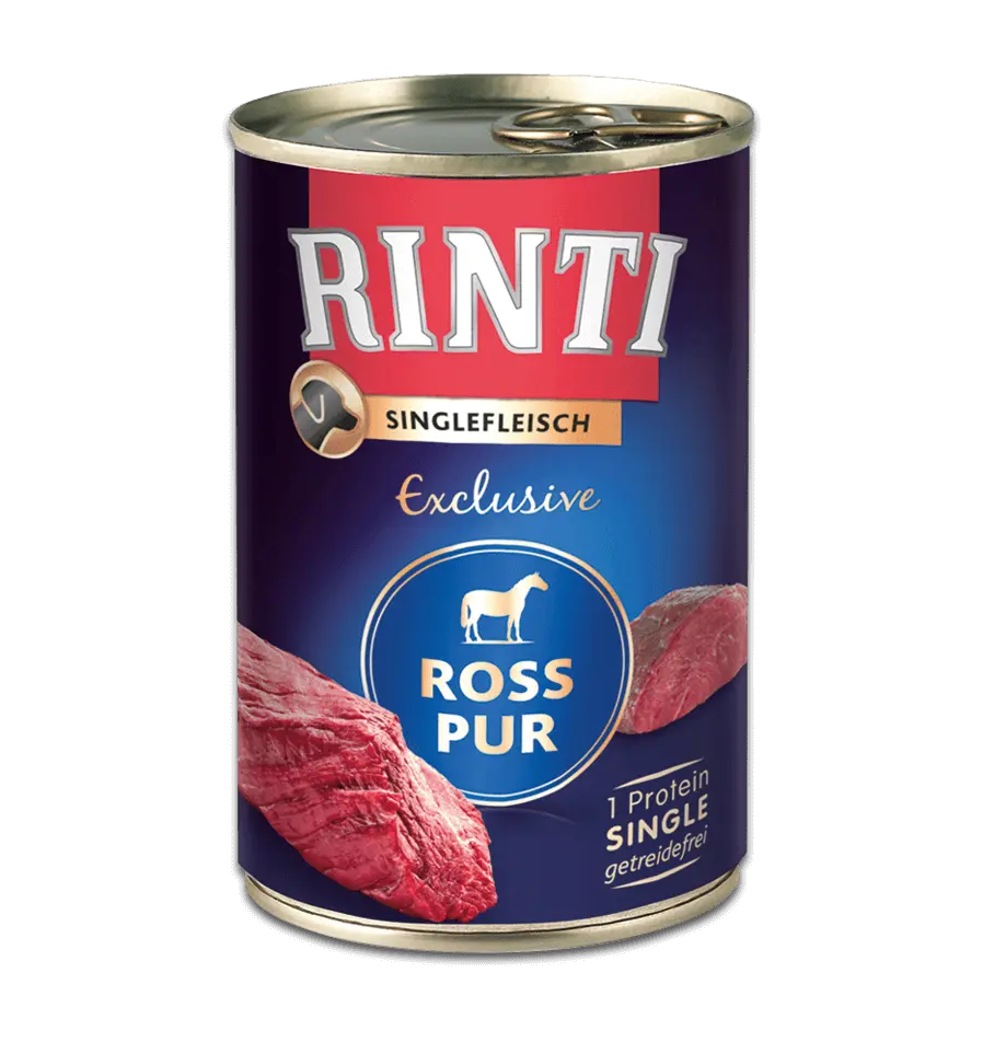 Rinti Singlefleisch Exclusive Nassfutter für Hunde Dose Ross Pur - 400g