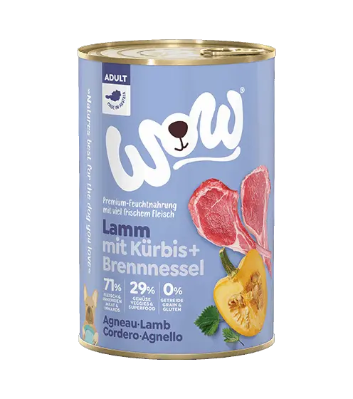 WOW Nassfutter für Hunde ADULT LAMM MIT KÜRBIS - 400g