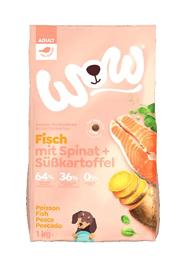 WOW HUNDE TROCKENFUTTER ADULT FISCH MIT SPINAT & Süßkartoffel – Sparpaket: 2 x 6kg