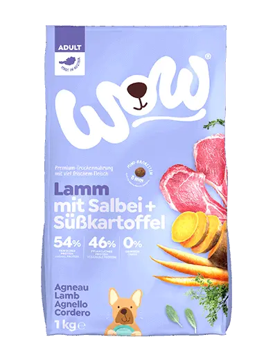 WOW HUNDE TROCKENFUTTER ADULT LAMM MIT SALBEI & Süßkartoffel – 1kg