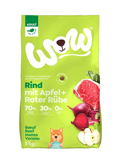 WOW HUNDE TROCKENFUTTER ADULT RIND MIT APFEL - 6kg