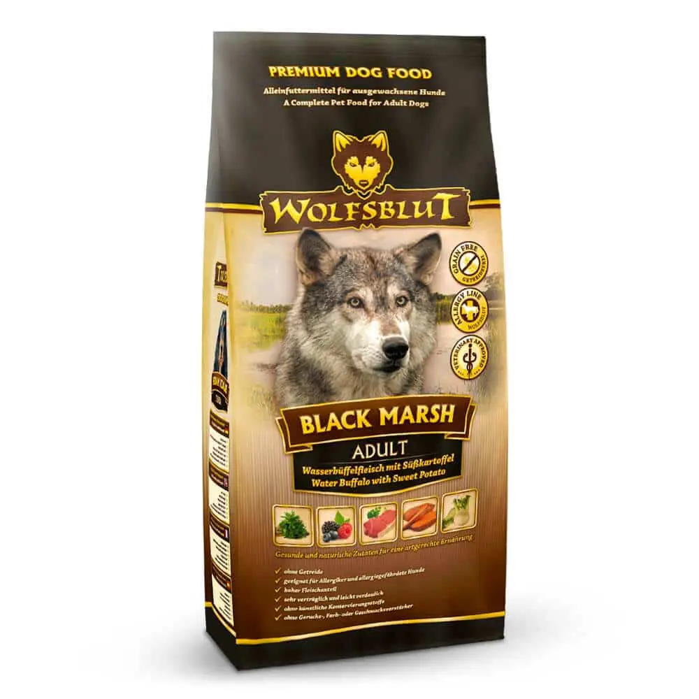 Wolfsblut Trockenfutter für Hunde Black Marsh Adult - Wasserbüffel mit Süßkartoffel - 15kg