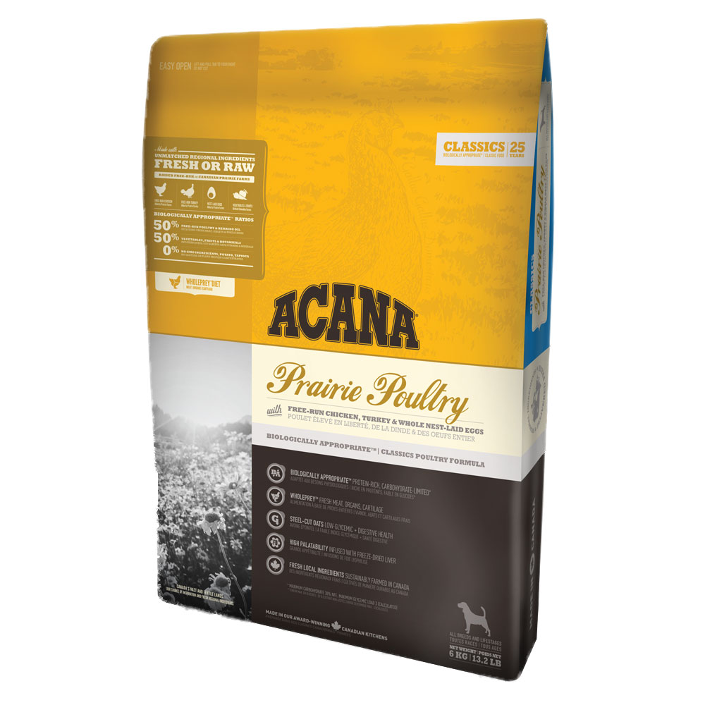 Acana Trockenfutter für Hunde Classics Prairie Poultry – 17kg