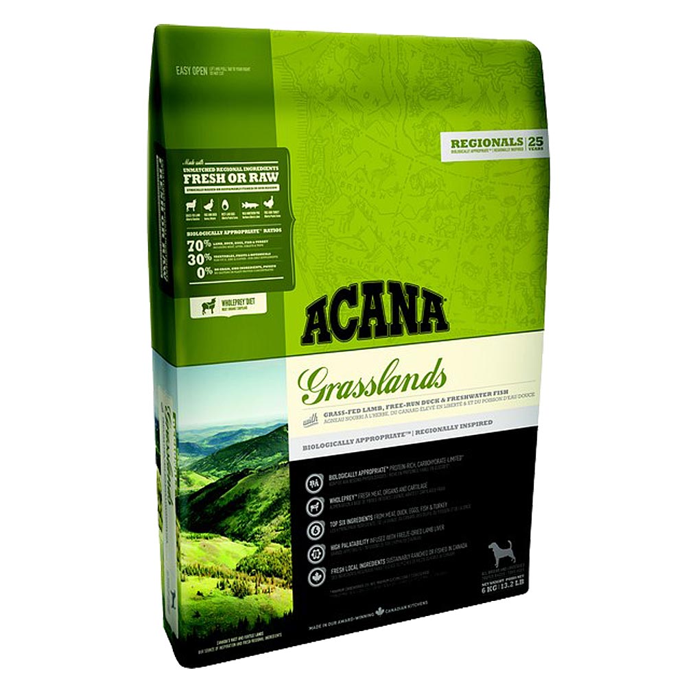 Acana Trockenfutter für Hunde Regionals Dog Grassland – Sparpaket: 3 x 6kg