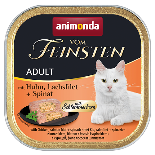 Animonda Feinsten Katzen Nassfutter- Adult- Huhn+Lachsfilet+Spinat 100g