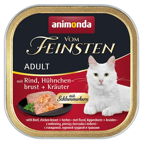 Animonda Feinsten Katzen Nassfutter- Adult- Rind+Hühnchenbrust+Kräuter 100g