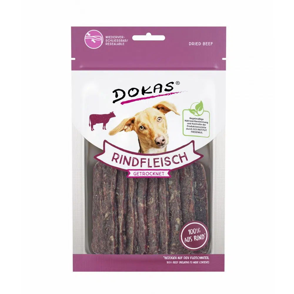 DOKAS Hundesnacks Fleisch getrocknet 70g – Rind