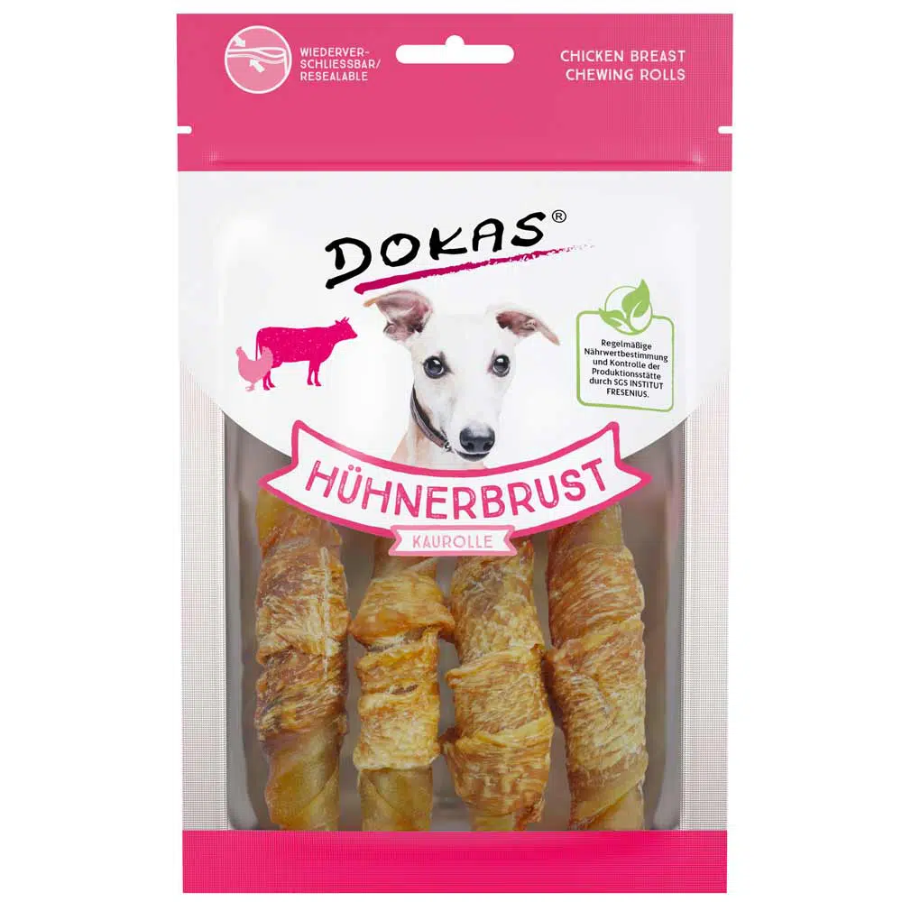 DOKAS Hundesnacks Hühnerbrust Kaurolle