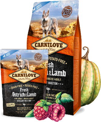 Carnilove Dog Trockenfutter für Hunde Adult Fresh Small Breeds - Ostrich & Lamm